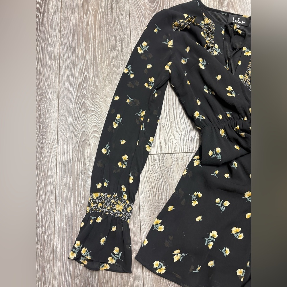 Lulu's Black Floral Long Sleeve Dress - Picture 7 of 9
